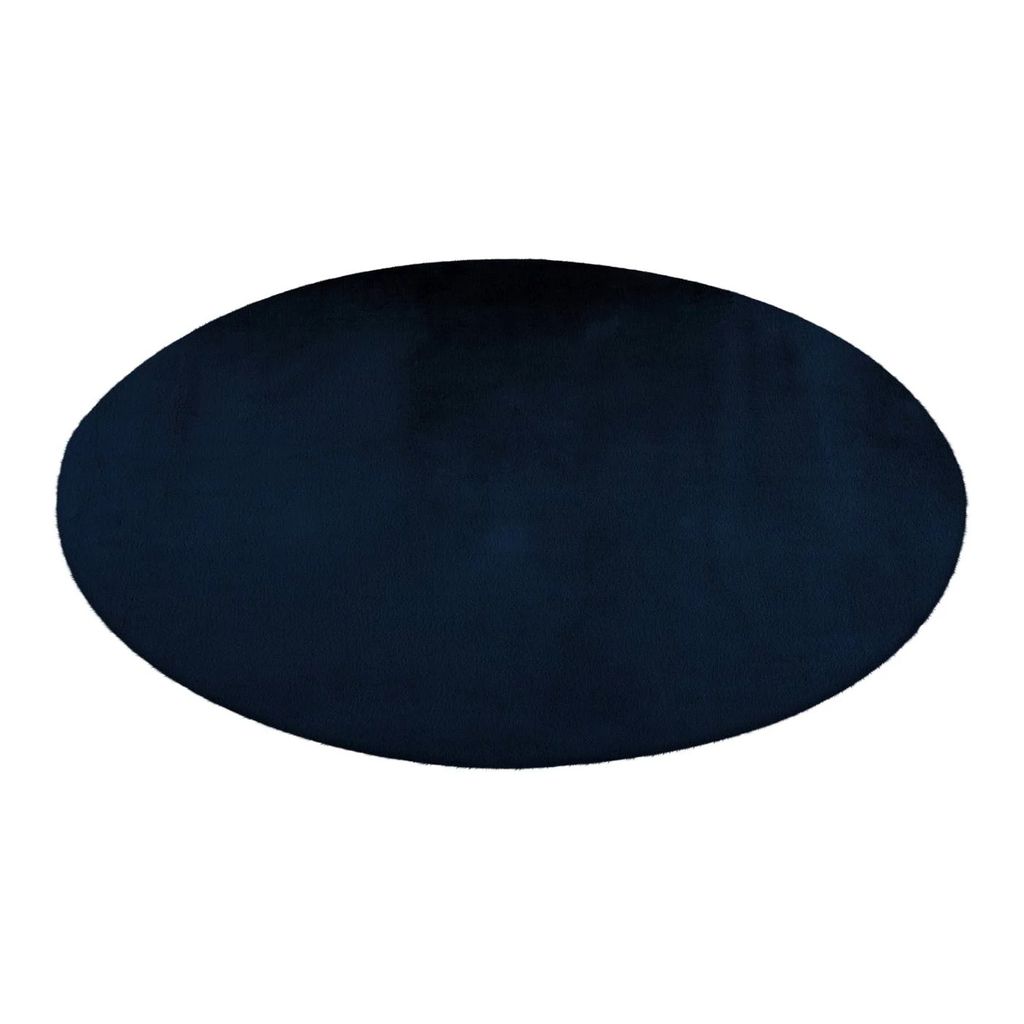 Szőnyeg, kör alakú, szőrme, sötétkék, poliészter, 120 cm - TOUDOU - Butopêa termék 2. képe